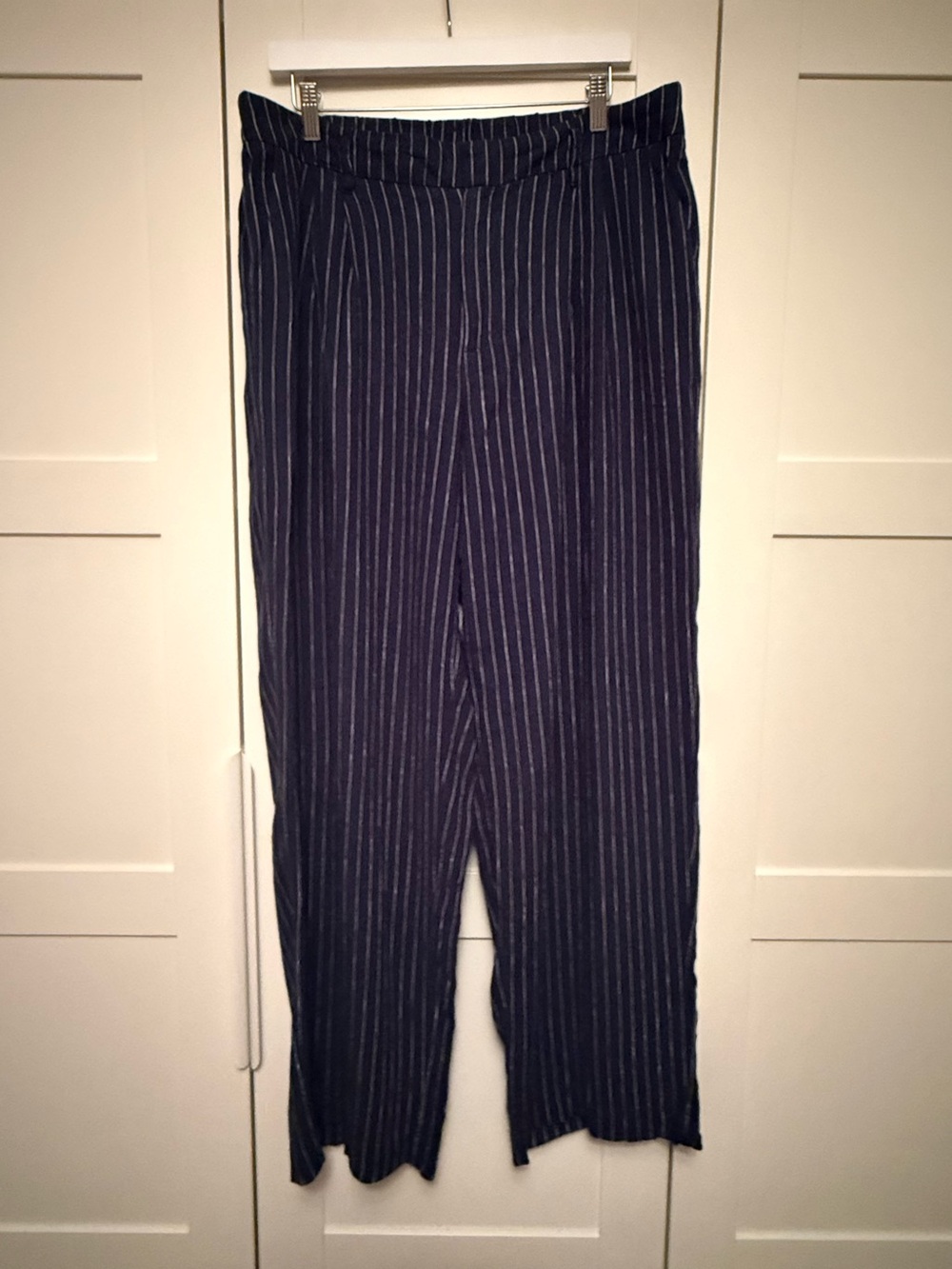 A New Day Navy Pinstripe Wide-Leg Linen Blend Pants, 14